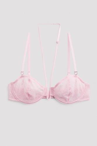 NA-KD Lingerie Bøyle-BH med detaljer med små hjerter - Pink