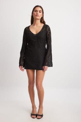 Claire Rose x NA-KD Lace Mini Dress - Black