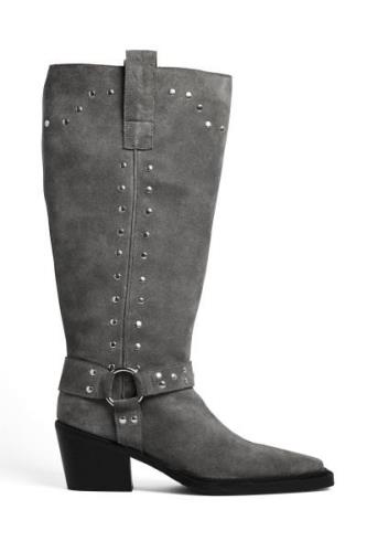 NA-KD Studded Western Boots - Grey