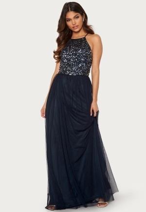 AngelEye High Neck Sequin Maxi Dress Navy S (UK10)