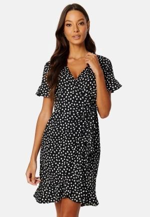 VERO MODA Henna Dot 3/4 Wrap Dress Black XS