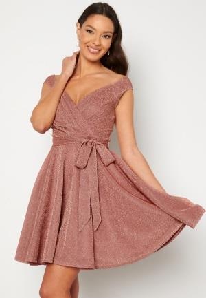 Goddiva Lurex Skater Dress Dark Rose M (UK12)