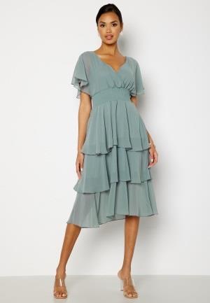 Goddiva Flutter Tiered Midi Dress Air Force Blue XXS (UK6)