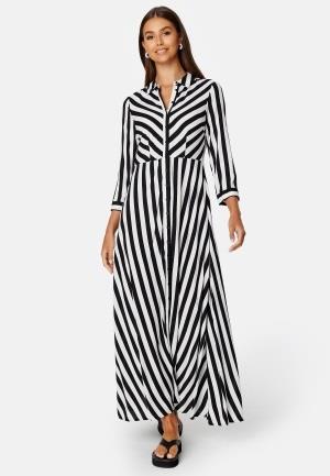 YAS Savanna Long Shirt Dress Black Stripe:W WHITE M