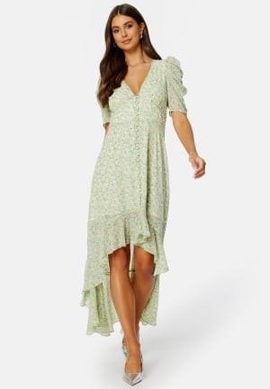 BUBBLEROOM Summer Luxe High-Low Midi Dress Green / Floral 44