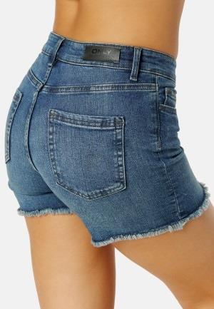 ONLY Blush Raw Denim Shorts Dark Blue Denim XL