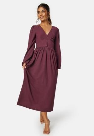 BUBBLEROOM Structure Button Midi Dress Wine-red XS