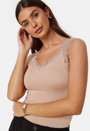 Pieces Pcbarbera Lace Top Beige L