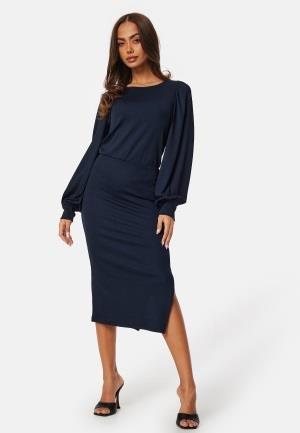 BUBBLEROOM Balloon Sleeve Rib Dress Navy 4XL