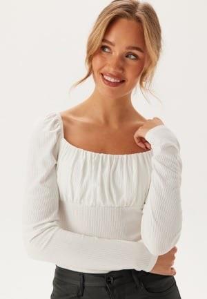 BUBBLEROOM Rushed Square Neck Long Sleeve Top White XS