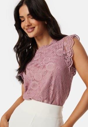 Pieces Pcolline SL Lace Top Woodrose M