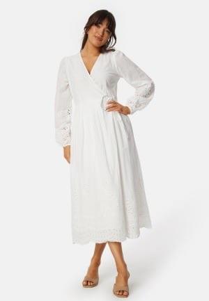 YAS Yasluma LS Long Wrap Dress Star White M