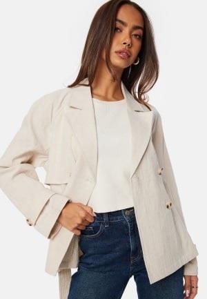 BUBBLEROOM Thelma Linen Trenchcoat Light beige S