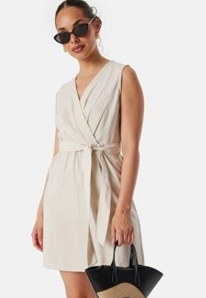 VILA Viprisilla S/L V-Neck short dress Super Light Natural Me 42