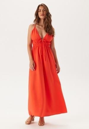 BUBBLEROOM Tie Strap Maxi Dress   red XS