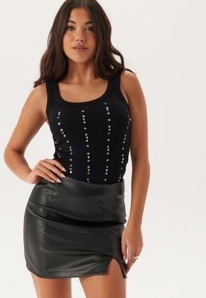 BUBBLEROOM Rhinestone Rib Top Black S