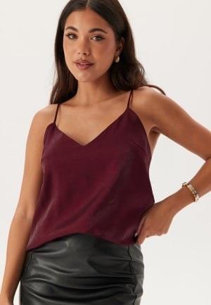 BUBBLEROOM  V-neck Shimmer Strap Singlet  Burgundy S