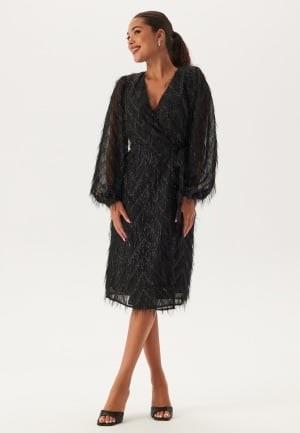 VILA Vifeather L/S MIDI WRAP DRESS  Black 36