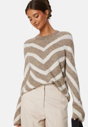 ONLY Onleliza L/S Pullover Knit Mermaid Stripes:WHITECAP GRAY M