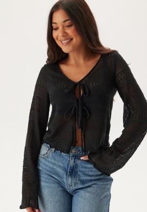 BUBBLEROOM Tie Cardigan Black M