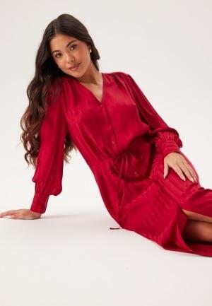 GANT Relaxed Satin Stripe Shirt Dress 629 Cherry Red 38