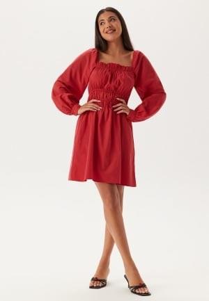 BUBBLEROOM Smock Short Dress Red L