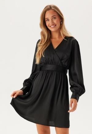 BUBBLEROOM Wrap L/S Structured Dress Black S