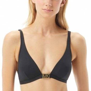 Michael Kors Logo Solids Triangle Bikini Top Svart nylon Small Dame