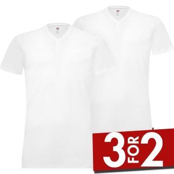 Levis 2P Base V-Neck T-shirt Hvit bomull Large Herre