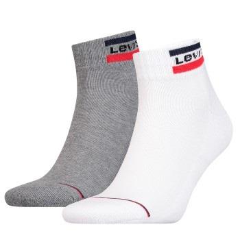 Levis Strømper 2P Sport Mid Cut Sock Hvit/Grå Str 39/42