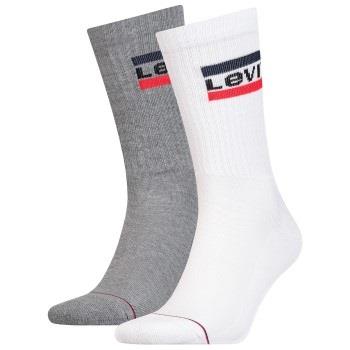 Levis Strømper 2P Sport Regular Cut Sock Hvit/Grå Str 43/46