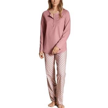 Calida Lovely Nights Pyjama Button Tab Rosa Mønster bomull Small Dame