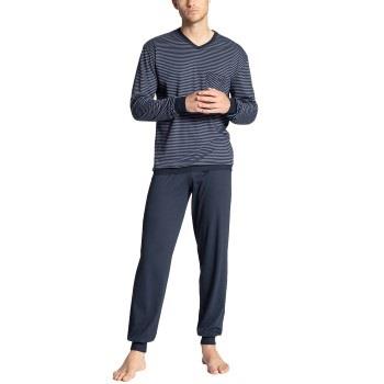 Calida Relax Streamline Pyjama With Cuff Blå bomull Large Herre