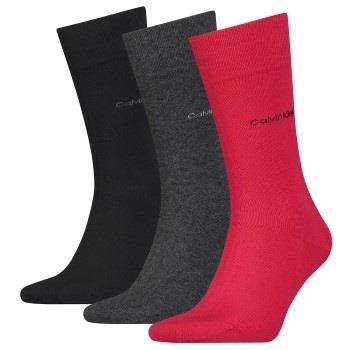 Calvin Klein Strømper 3P Eric Cotton Flat Knit Socks Rød Str 40/46 Her...