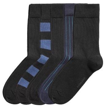 Björn Borg Strømper 5P Block Stripe and Square Socks Svart/Blå Str 36/...