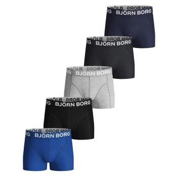 Björn Borg 5P Cotton Stretch Shorts For Boys Blå/Grå bomull 134-140