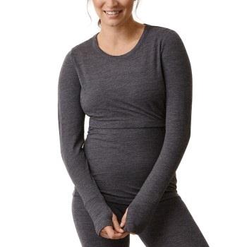 Boob Merino Wool Long Sleeve Top Mørkgrå  merinoull X-Large Dame