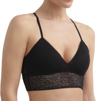 DKNY BH Modern Lace Racerback Longline Bralette Svart nylon Medium Dam...