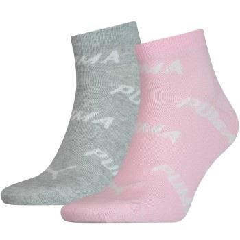 Puma Strømper 2P BWT Quarter Sock Rosa/Grå Str 35/38