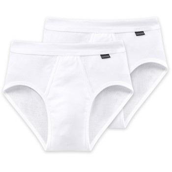 Schiesser 2P Essentials Fine Rib Sports Briefs Hvit bomull Medium Herr...