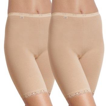 Sloggi Truser 2P Dam Basic Long Beige bomull 42 Dame