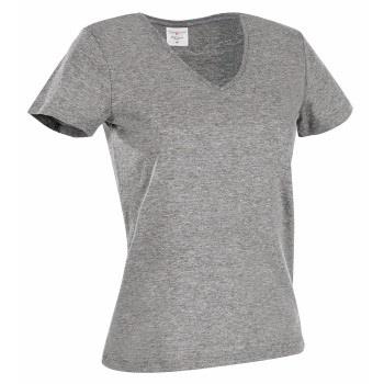 Stedman Classic V-Neck Women T-shirt Gråmelerad bomull Medium Dame