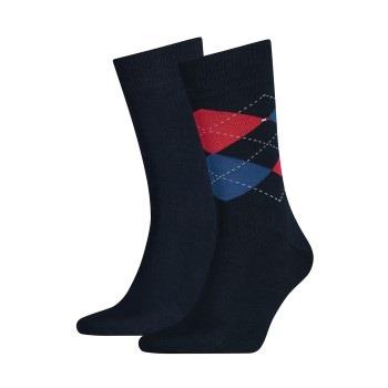 Tommy Hilfiger Strømper 2P Men Sock Check Blå/Rød Str 43/46 Herre