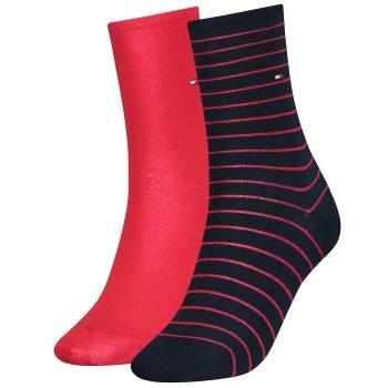 Tommy Hilfiger Strømper 2P Classic Small Stripe Socks Marine/Rød Str 3...