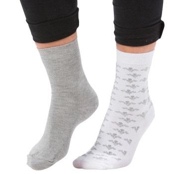 Trofe Bamboo Flower Socks Strømper 2P Hvit Str 35/38 Dame