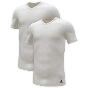 adidas 2P Active Flex Cotton 3 Stripes V-Neck T-Shirt Hvit bomull Smal...