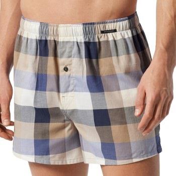 Schiesser 2P Fun Prints Boxer Shorts Beige/Blå bomull X-Large Herre