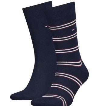 Tommy Hilfiger Strømper 2P Men Tommy Stripe OC Sock Blå/Rød Str 43/46 ...