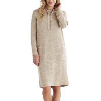 Damella Knitted Long Sleeve Lounge Dress Beige Small Dame