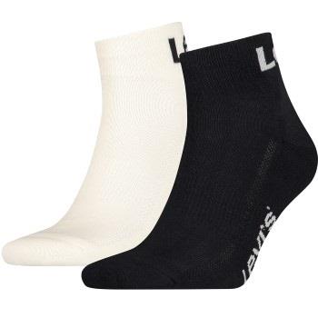 Levis Strømper 2P Sport Logo Mid Cut Sock Svart/Hvit Str 43/46